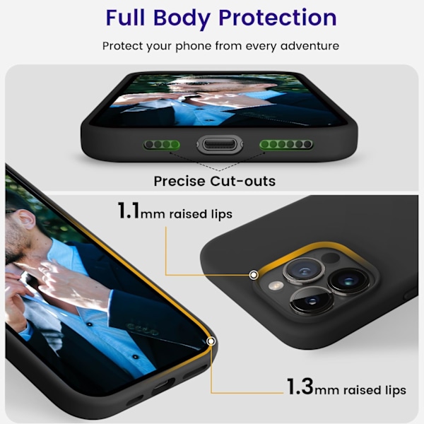Designat för iPhone 14 Pro Max Skal, Stötsäkert Slimmat Tunt Telefonskal i Silikon för iPhone 14 Pro Max 6.7 tum (Svart) Svart