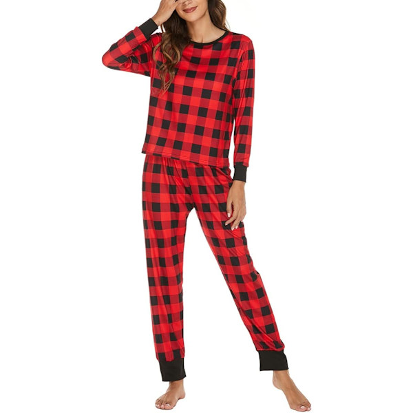 Kvinnors julpyjamas, långärmad pyjamas set, tvådelad sovkläder,