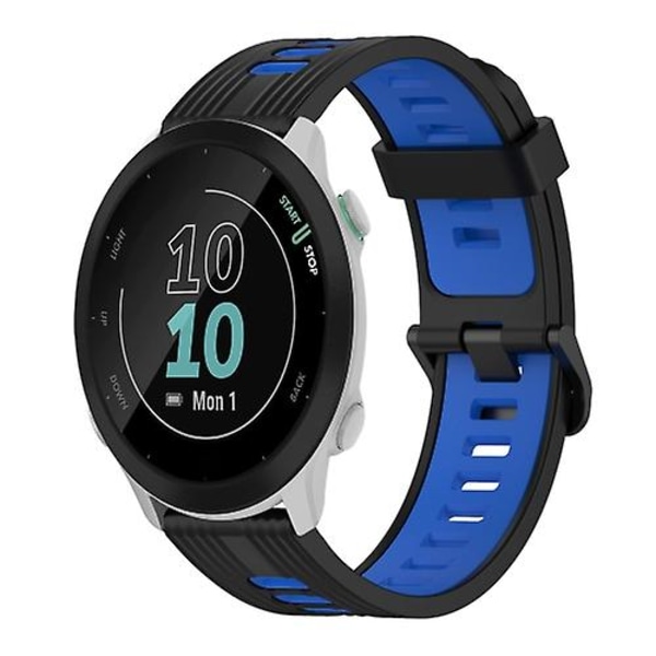 For Garmin Forerunner 55 20mm Vertikal Mønster To-farvet Silikone Urrem GHX Black-Blue