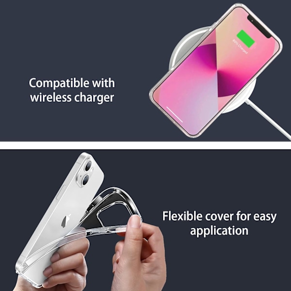för iPhone 13 Skal Transparent, Mjukt Stötsäkert Skyddande Slimmad Tunn Telefon Bumper Fodral för iPhone 13 Transparent