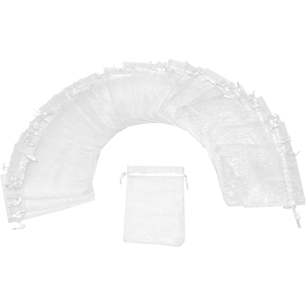 50 stk. hvide organza gaveposer (3x4 tommer) til julegodter og smykker