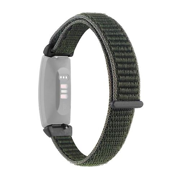 For Fitbit Inspire 2 Nylon Loop Strap Watch Band LIC Army Green