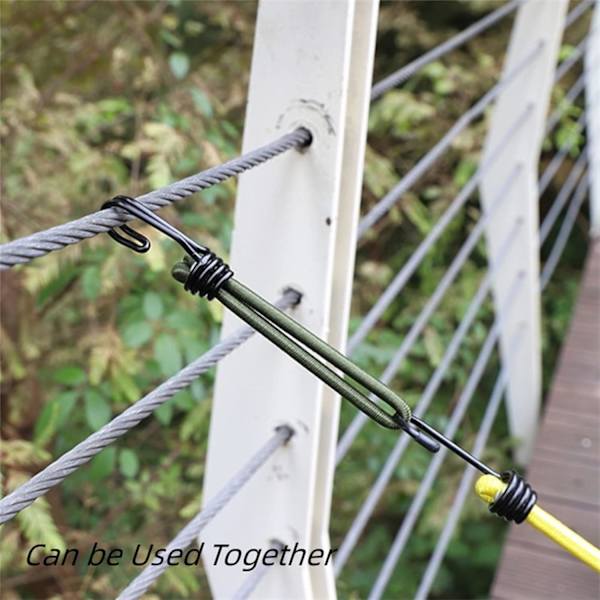 Bungee-rep med krokar - 8-pack min bungee-rep i gult och grönt