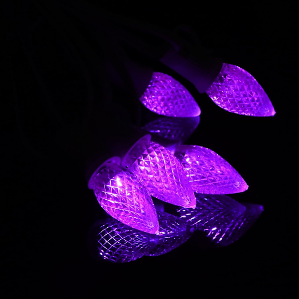 25-pack C7 LED-ersättningslampor, kommersiell kvalitet 3 SMD-lysdioder i varje C7-facetterad ljuslampa för utomhusljusslingor Dekoration (lila) Lila