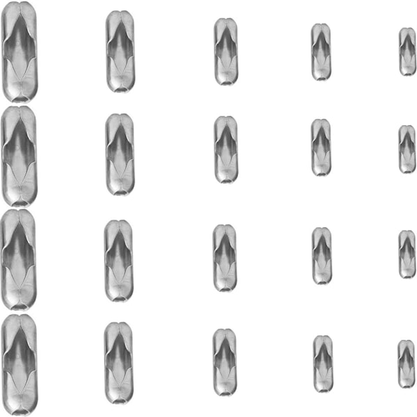 50 stk. Sølvfarvede kuglekæde-forbindelseslåse i rustfrit stål - passer til forskellige kuglekæder
