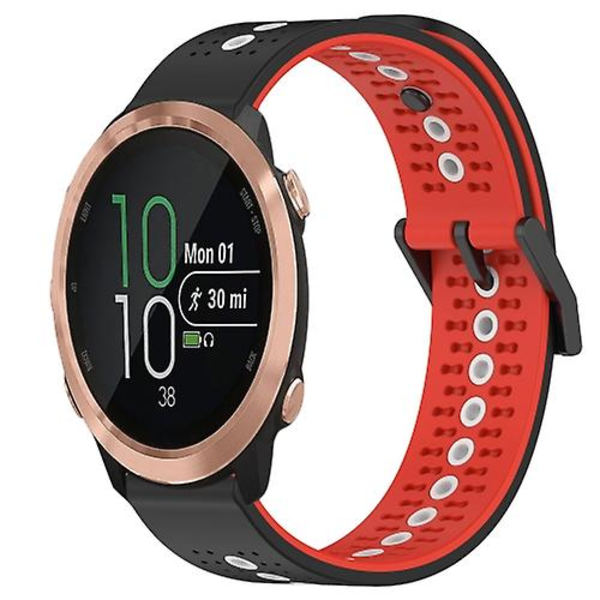 För Garmin Forerunner 645 Music 20mm Trefärgad Andningsbar Silikonklockarmband FQO Black-Red-White