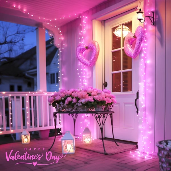 2-pack rosa replampor batteridrivna ljusslingor inomhus utomhus vattentät, vardera 33ft 100 LED 8-läges repfe-lampor, rosa batteridriven rosa 2