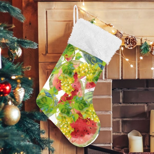 Julklapp, personliga julklappsstrumpor 2-pack Vattenmelon 45,7 cm Julstrumpor Hängande Ornament Kamin för träddekoration 17.7