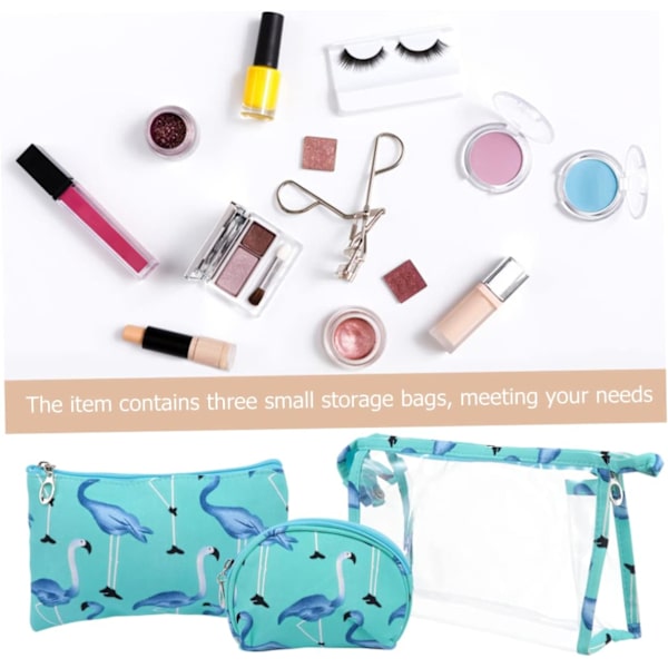 3 sæt opbevaringsposer Rejse toilettasker Bærbar toilettaske Rejse make up taske Klar makeup pung Klar toilettasker Organizer tasker til rejser