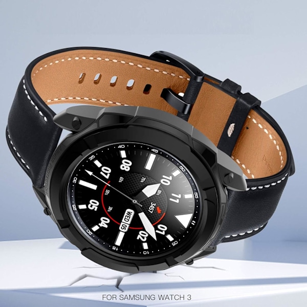 för Galaxy Watch 3 TPU Skyddsfodral - TPU Skyddsfodral + Bezel Ring Urtavla Skyddsfodral för Galaxy Watch 3 41MM (TPU Svart, 41MM)