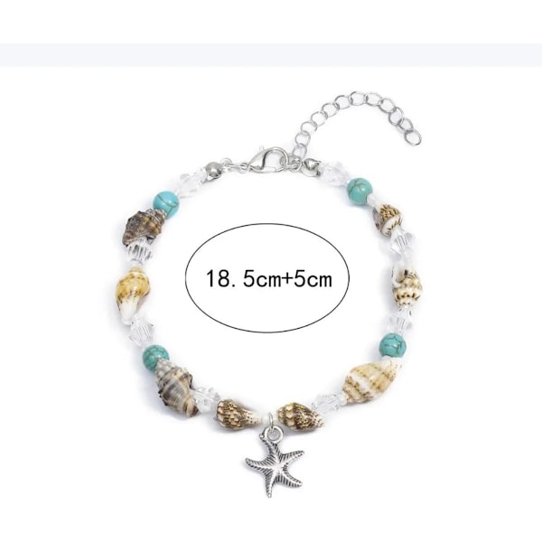 Fashion Bead Shell Starfish Anklet för kvinnor Sommar Strand Charms Fotkedja Bohemian Ankle Bracelets Smycken Semestergåvor Som Pic  Som Pic