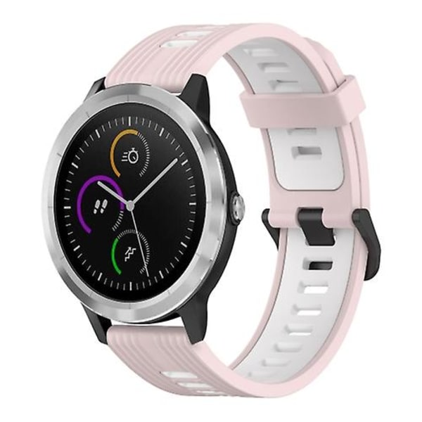 För Garmin Vivoactive3 20mm Vertikalt Mönster Tvåfärgat Silikon Armbandsur SGR Pink-White