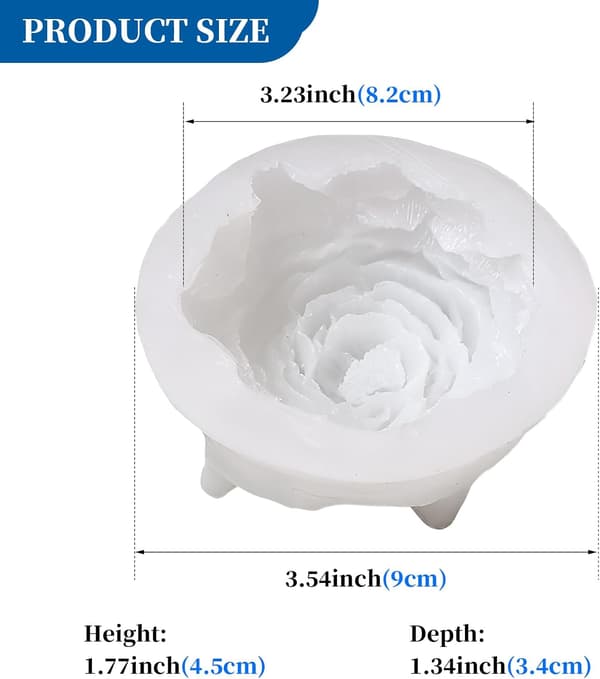 wxsp 2-pack Tjock Pionros Silikonform - 9,4x9,4x3,8cm Stor Storlek 3D-Blomform - Doftljus Tvål Gipsform - Transparent