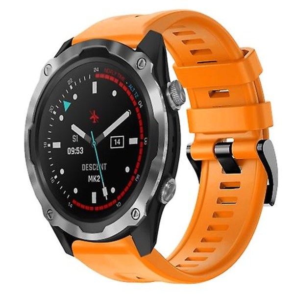 Til Garmin Descent Mk 2 Metal Spænde Solid Color Silikonurrem EXZ Orange