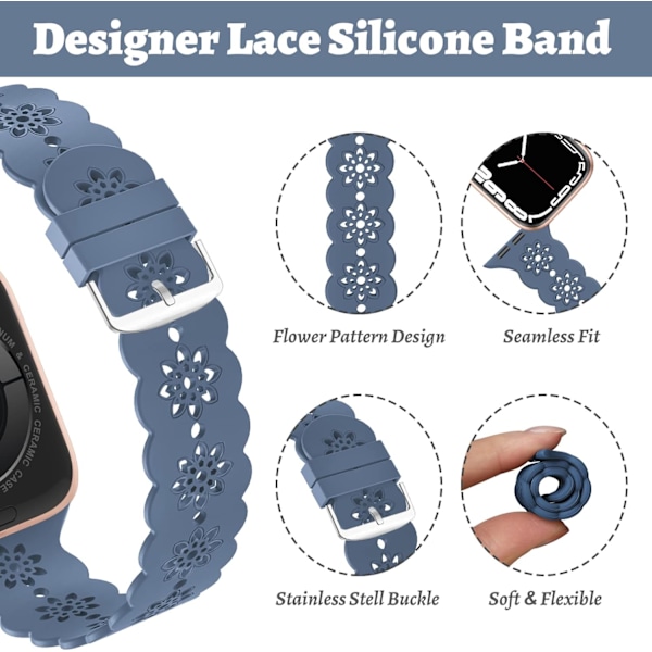Blomstrete silikonrem kompatibel med Apple Watch -rem 38 mm
