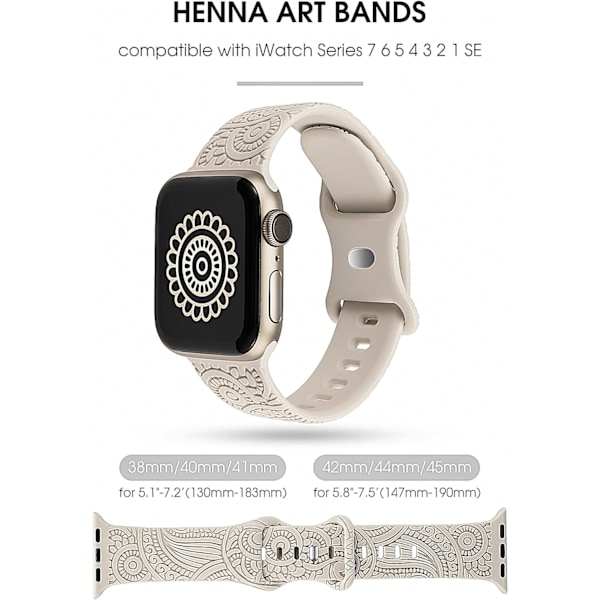 Blomstergraveret rem kompatibel med Apple Watch Band 38 mm 40 mm 41 mm