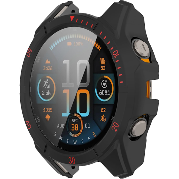 3-pak Urkasse Tilbehør Kompatibel med Garmin Fenix 8 47mm Solar Skærmbeskytter (The Fneix 8 47mm Solar) Hård PC Fuld Beskyttelse (Sort3) Bla