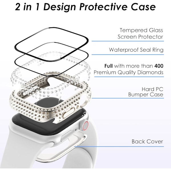 2 i 1 Bling vattentätt fodral för iWatch Series 6