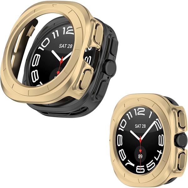 2-pak Beskyttelsesbumper Etui til Galaxy Watch Ultra 47mm, Hårdt PC Beskyttelsescover Stødsikkert Drop-Proof Bumper Bezel Shell til Galaxy Watch Ultra Sm