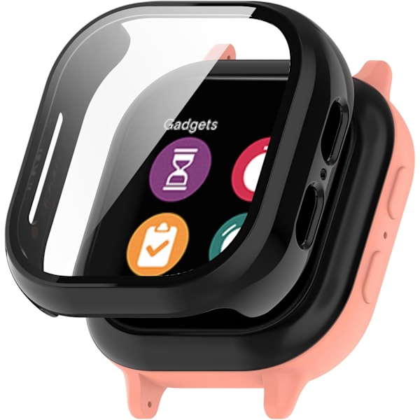 Smartwatch Full Coverage PC Skyddsfodral med Härdat Glas Skärmskydd Kompatibelt med Gizmo Watch 2, Mjukt och Hållbart