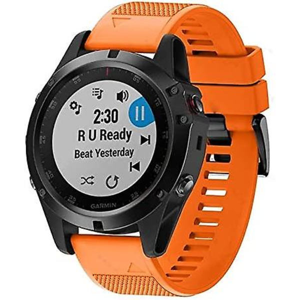 Silikonarmband för klocka Fenix 5x 26 mm bredd Kompatibel med Fenix 5x/fenix 5x Plus/fenix 6x Pro Orange
