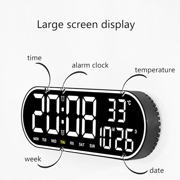LED Digital Väggklocka med Timer Datum Vecka Temperatur Visning för Studenter, Kontor, Resor Användning Lätt Se H H