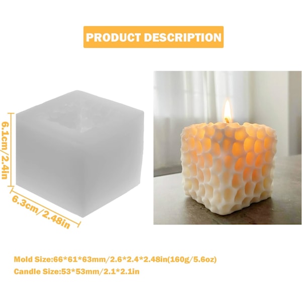 Honeycomb silikoneform 3D geometrisk firkantet kube