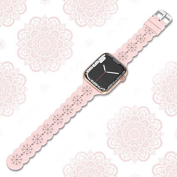 Blomstermønstret silikonrem kompatibel med Apple Watch -rem 38 mm