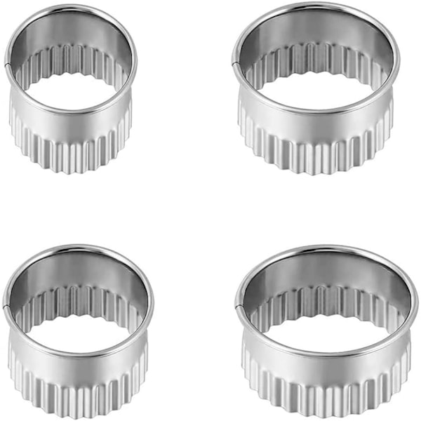 4 stk. Kakeform - Rustfritt stål Sirkel Scone Cutter Set