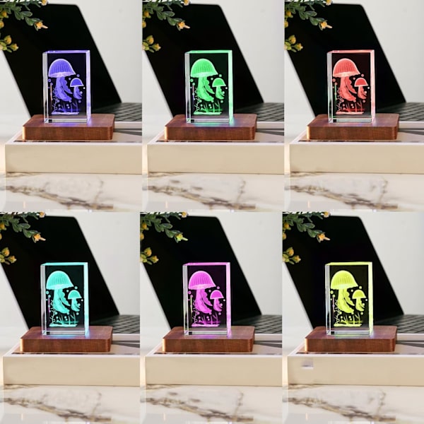 LED Træ Lys Display Base - Farverig Firkant til Krystal Kunst