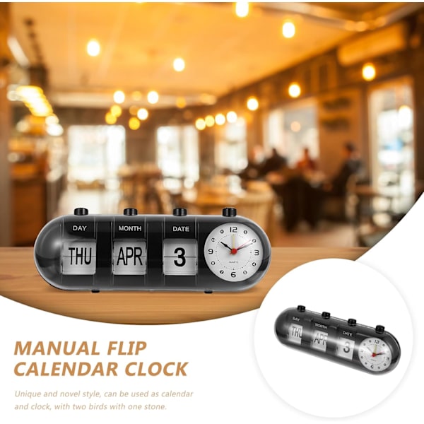Enkel digital väckarklocka Liten kalender väckarklocka Skrivbord Tyst väckarklocka Manuell flippkalender Klocka Retro flippklocka för hem Skrivbord Kontor