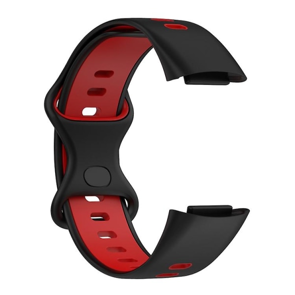 For Fitbit Charge 5 To-farvet silikoneurrem XUT Black Red