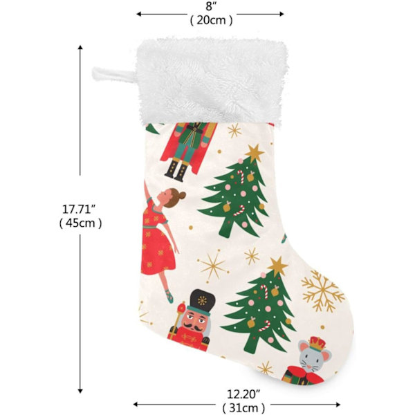 Julklapp, Personliga Julklappsstrumpor 2-pack Julgran med Ballerina Nötknäppare 45,7 cm Julstrumpor Hängande Ornament Ka