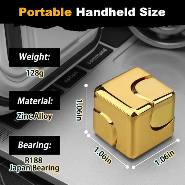 Infinite Gear Fidget Cube - 2-i-1 Transformabel Spinner - Stresslindring (Guld)