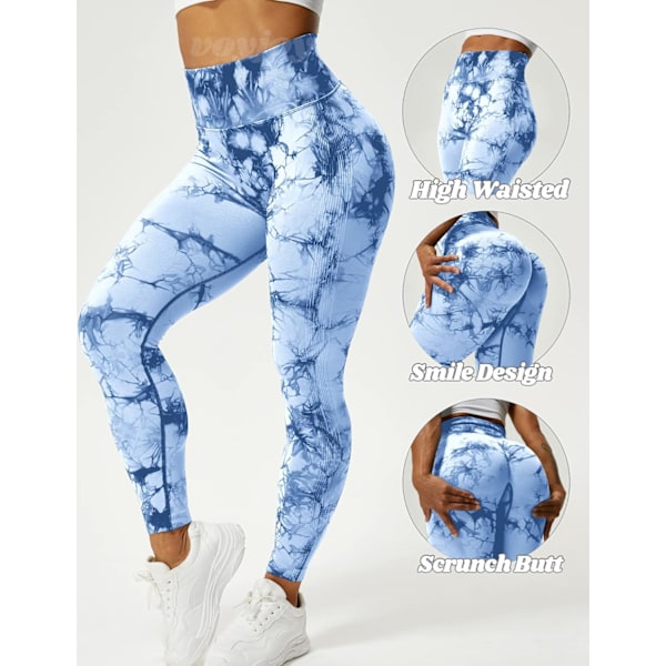 Tie Dye Seamless Leggings för kvinnor Hög midja Yoga byxor. Scrunch Butt Lifting