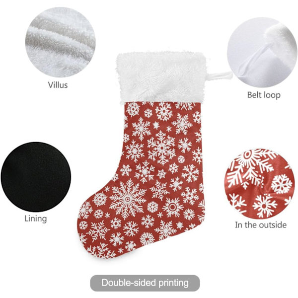 Julklapp, Personliga Julklappsstrumpor 2-pack Glad Jul Snöflingor Vit Röd 45,7 cm Julstrumpor Hängande Ornament Ka