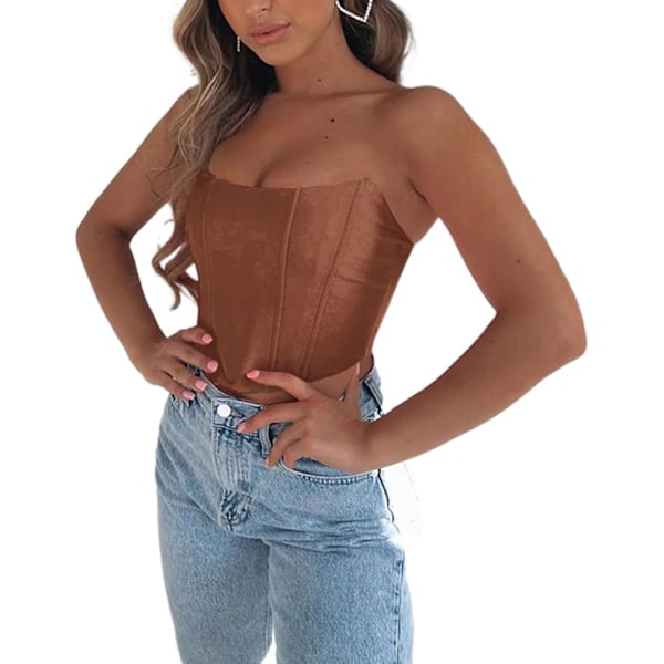 Sexiga damer Push Up Bustiers Korsetter Strapless Off Shoulder Slim Crop Tops