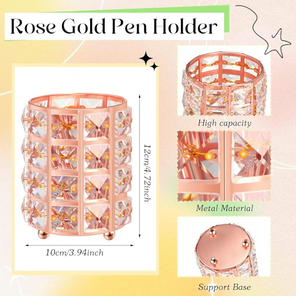 Bllpoint n Holder wi  Glitter Bling n Rose Gold Dimond ncil Holder Jeweled Gold Mkeup Brush Holder Orgnizer for Women Girl Office hool Rose Gold