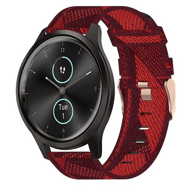 För Garmin Garminmove Style 20mm Nylon Woven Watch Band MVV Red