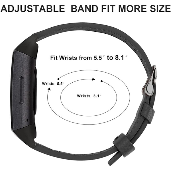 Rem för Fitbit Charge 5 - Äkta läderersättningsband för kvinnor och män