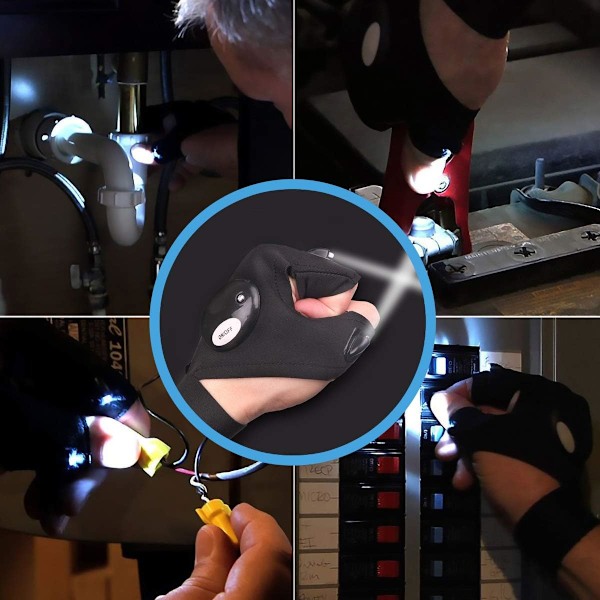 LED-ficklampor handskar, coola prylar för män handyman, fiske,
