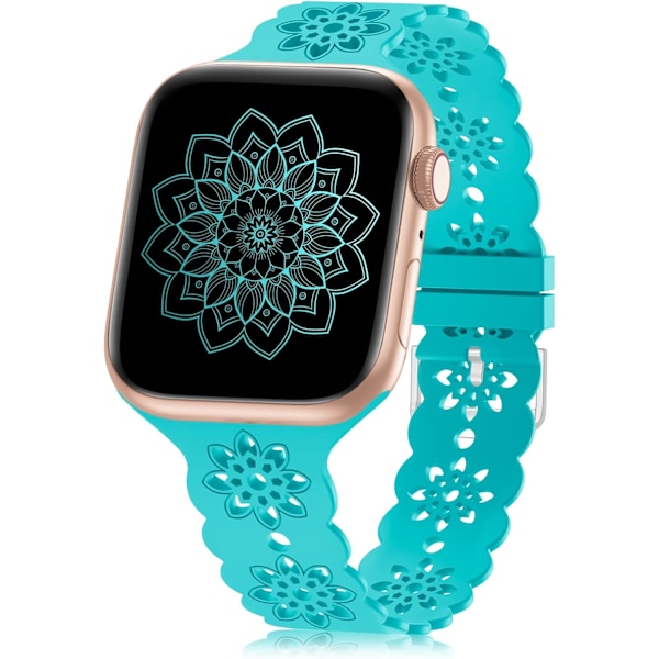 Blommigt silikonband kompatibelt med Apple Watch -band 38 mm
