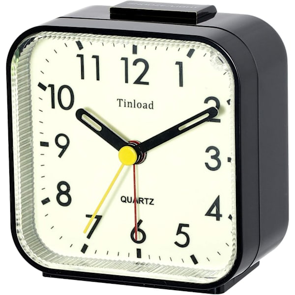Nattlampa Analog Alarmklocka Tyst Icke Tickande, Stigande Pipljud, Snooze, Manuell Ljus, Batteridriven, Liten (Svart) Svart-l Svart-l