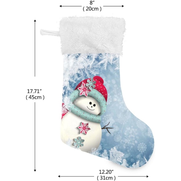 Julklapp, Personliga Julklappsstrumpor 2-pack Jul Blå Snöflingor Snögubbe 45,7 cm Julstrumpor Hängande Ornament