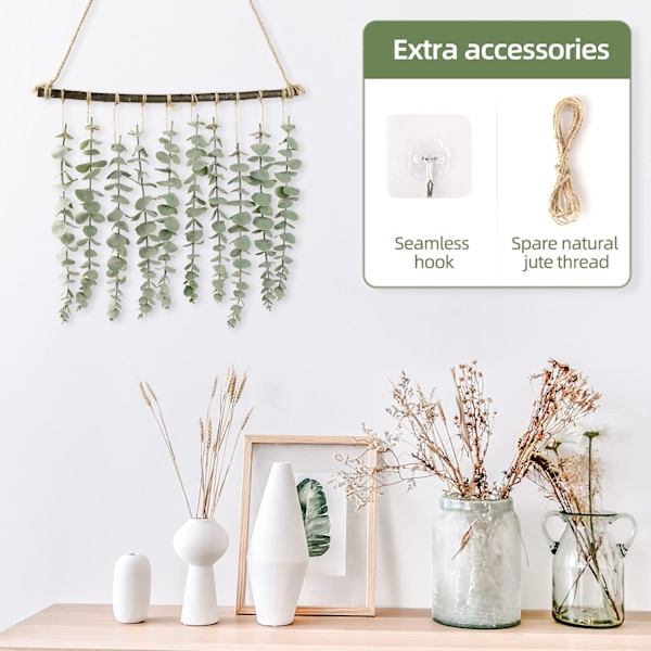 Konstgjord Eucalyptus Väggdekoration - Rustik Boho Väggdekoration i Bondgårdsstil