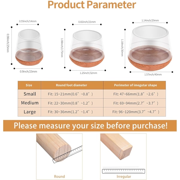 Extra små stolsbensgolvskydd för trägolv, metallstolsben/barpallbenskydd stolsbensöverdrag skyddar golv från genomskinliga