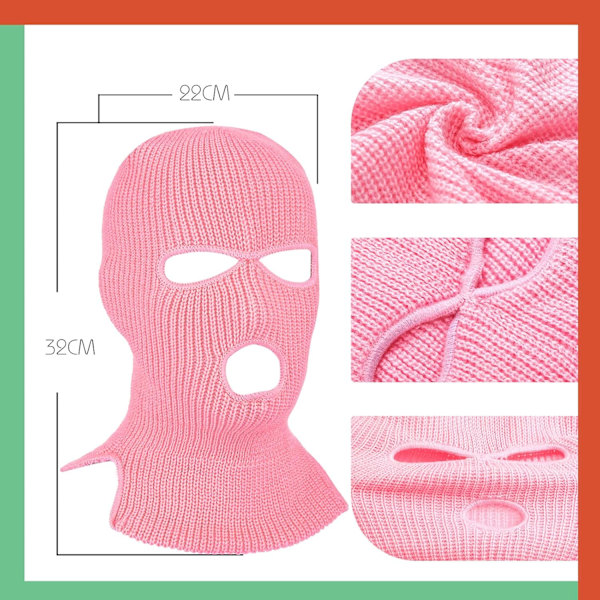 3-delad 3-håls skidmask Balaclava Skidmask Vinter Stickad Halsmask Ansiktsmask