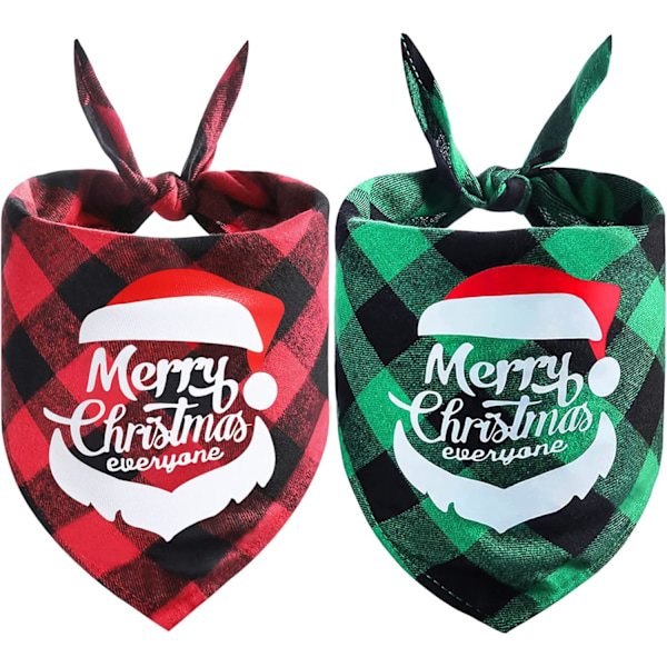 Reversible Christmas Bandanas for Dogs 2 Pack Soft Buffalo Plaid Dog Bandana