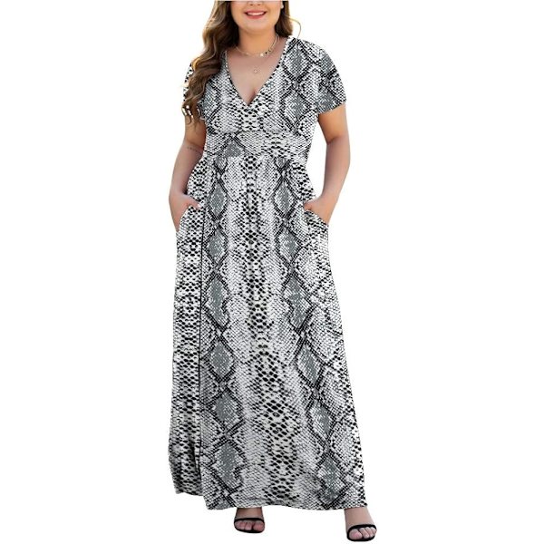 Kvinders L-5XL Kort/Langærmet V-hals Plus Size Casual Maxi Kjoler med