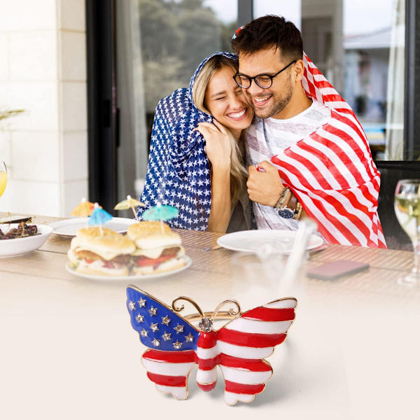 Patriotiske servietringe, 4. juli amerikansk flag design servietringholder,